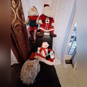 Christmas Santa and Elf Holiday Ornament Lot.Four Pieces.working& Not Working As